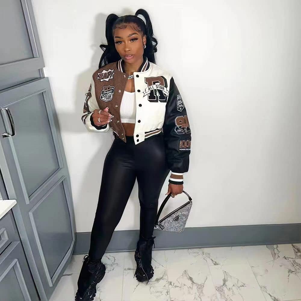 VOIKERDR Button Down Shirts for Women Outerwear Windbreaker Varsity Jacket for Women Fall Lightweight Jacket 2024 - Image 3