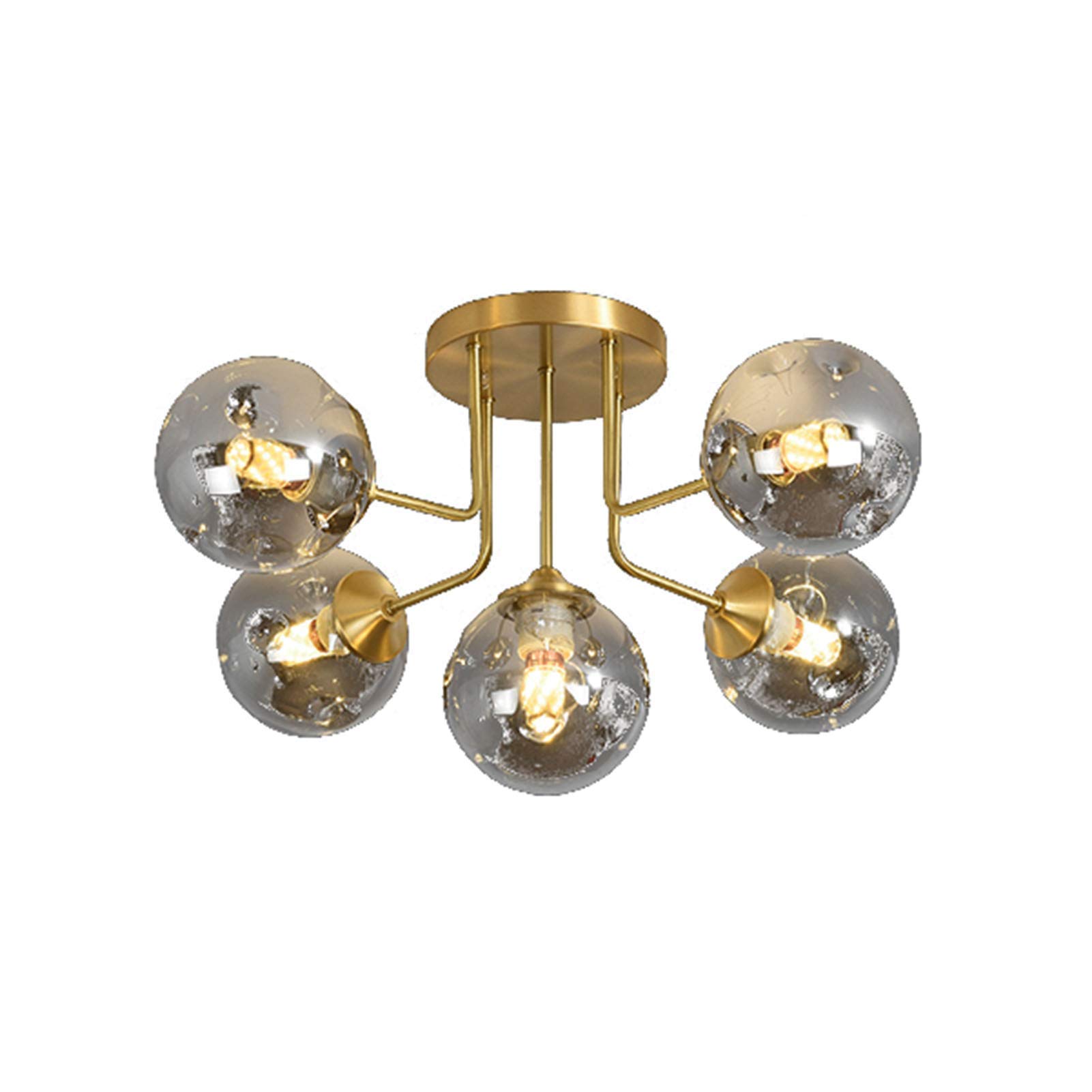 Suspension à 5 lumières en verre gris, luminaire haut de gamme pour salon
