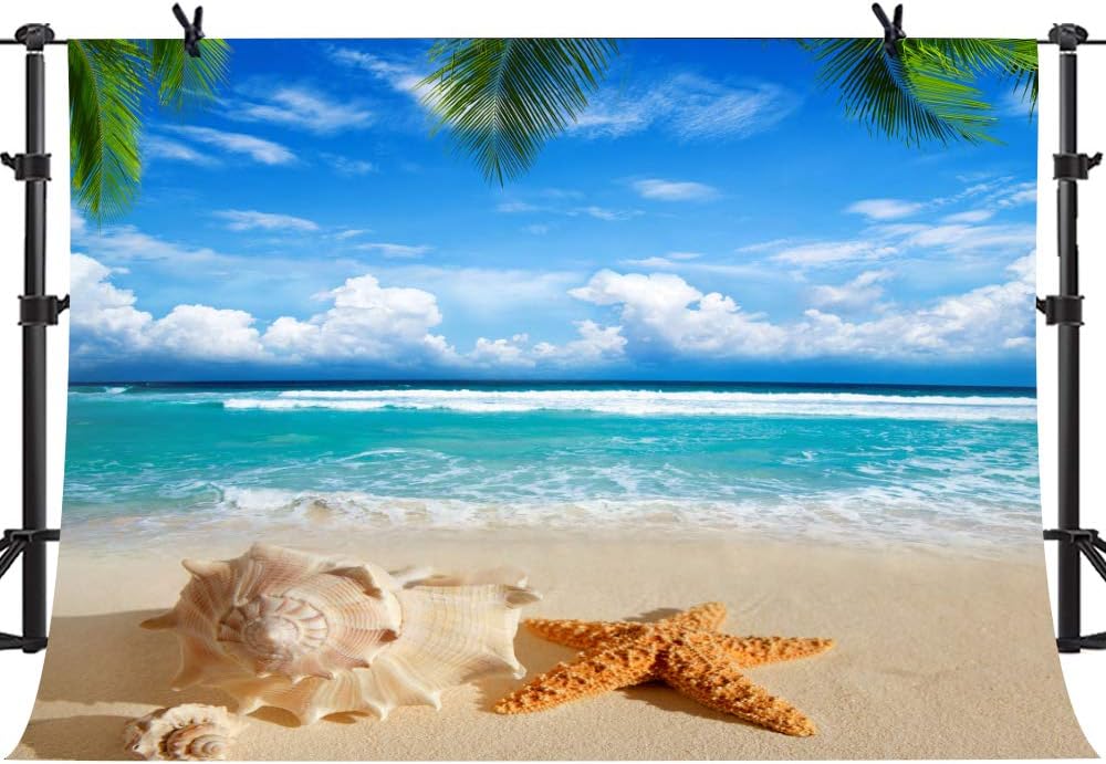 New Arrivals Blue Beach Background MME 10x7Ft Shellfish Starfish Children Photography Seamless Vinyl Video Studio Photo Backdrop ME484