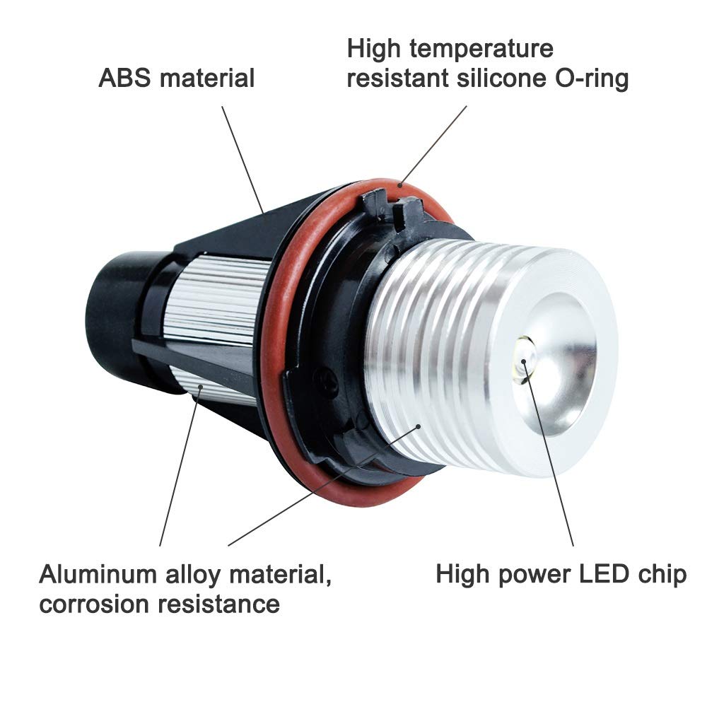Lampadine Angel Eyes,Occhi d'angelo per auto 1 set 2 * 5W 10W LED Marker ANGELLO ANGELLO Bianco/Blu/Rosso/Giallo Uso adatto per E39 E53 E60 E61 E63 E64(YELLOW)