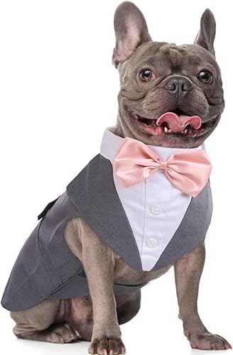 DORA BRIDAL Esmoquin para perros medianos, traje de perro y corbatín, traje formal de boda para perros, conjunto de esmoquin y bandana para