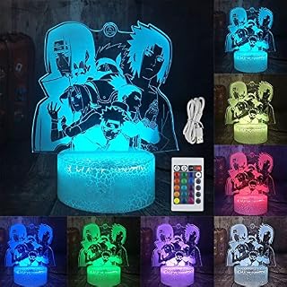 YPLonon LED Night Light Decor Japan Naruto 3D Illusion Bedside Lamps with Touch & Remote Control for Kids Anime Fans Birthday Thanksgiving Christmas Gift - 16 Changing Colors (5 Characters)