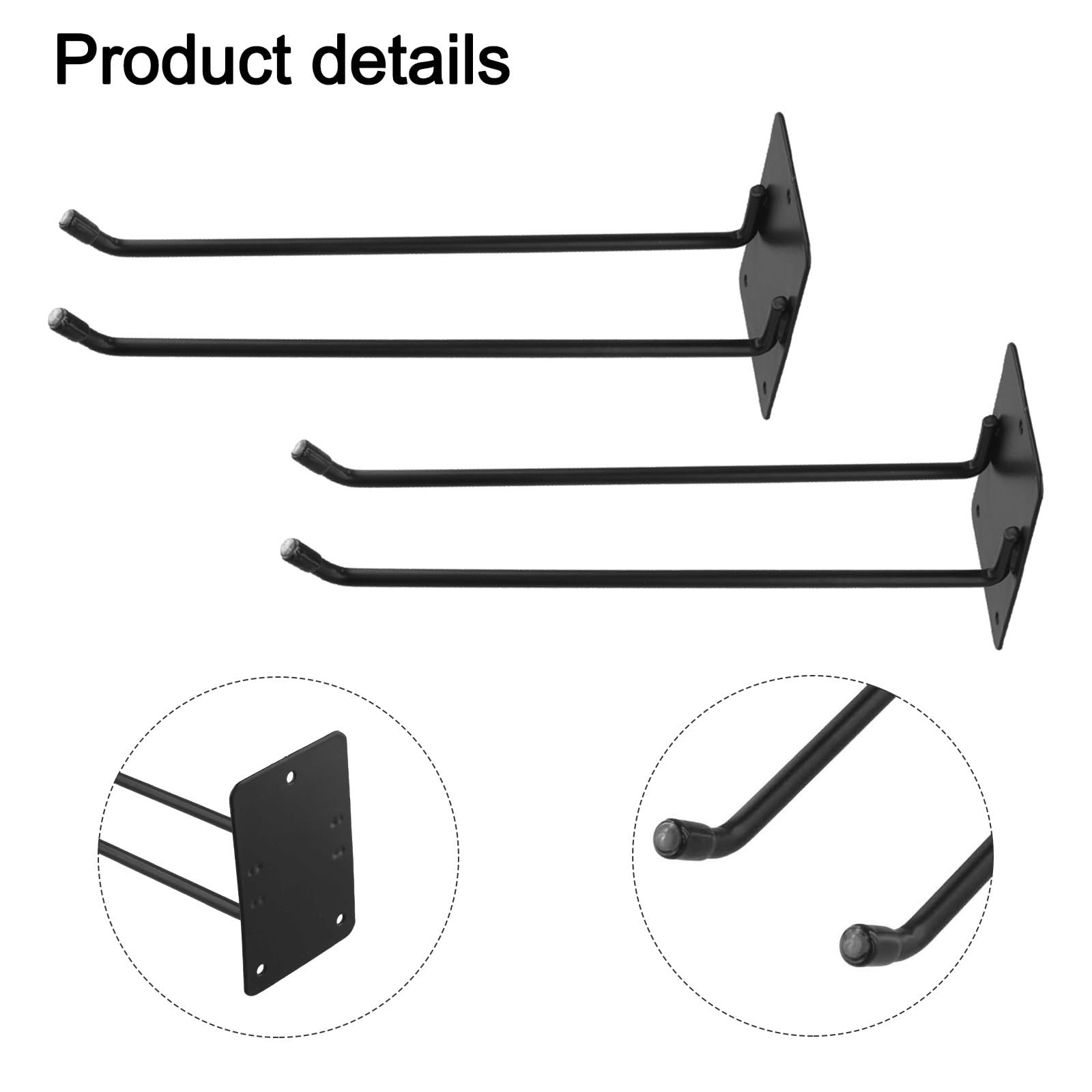 Organizer da parete per garage per montaggio in acciaio per attrezzi da giardino, 2 pezzi, design salvaspazio resistente, per pale, rastrelli e scope, nero