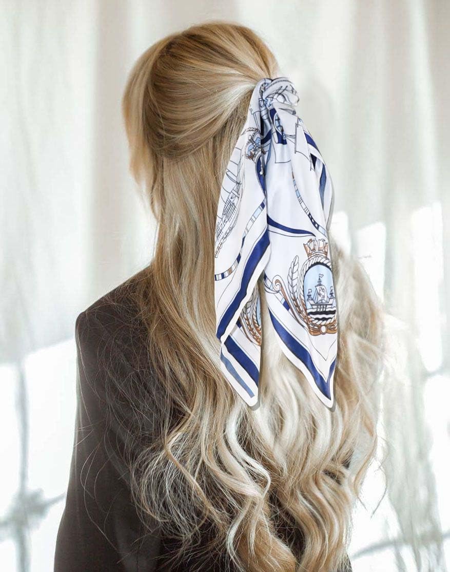 vimate Head Scarf for Women Hair 27'' Square Satin Silk Feeling Bnadana Neck Scarf Handbag Accessories Etc image 4
