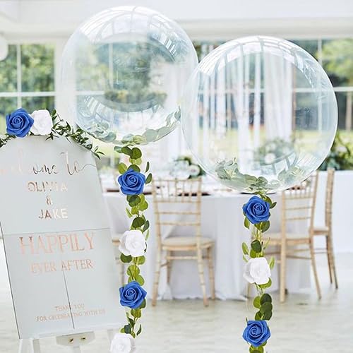 Miniatura 5 de Rosas artificiales, 200 rosas blancas y azul real de 1.97 pulgadas de espuma, cabezas de flores para manualidades, bodas, fiestas, decoración del