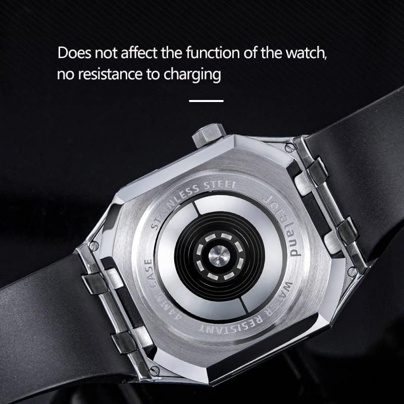 maalya modified fluororubber watchband metal protector stainless steel case with crown for apple iwatch 456se watch viton strap 44mm color i si