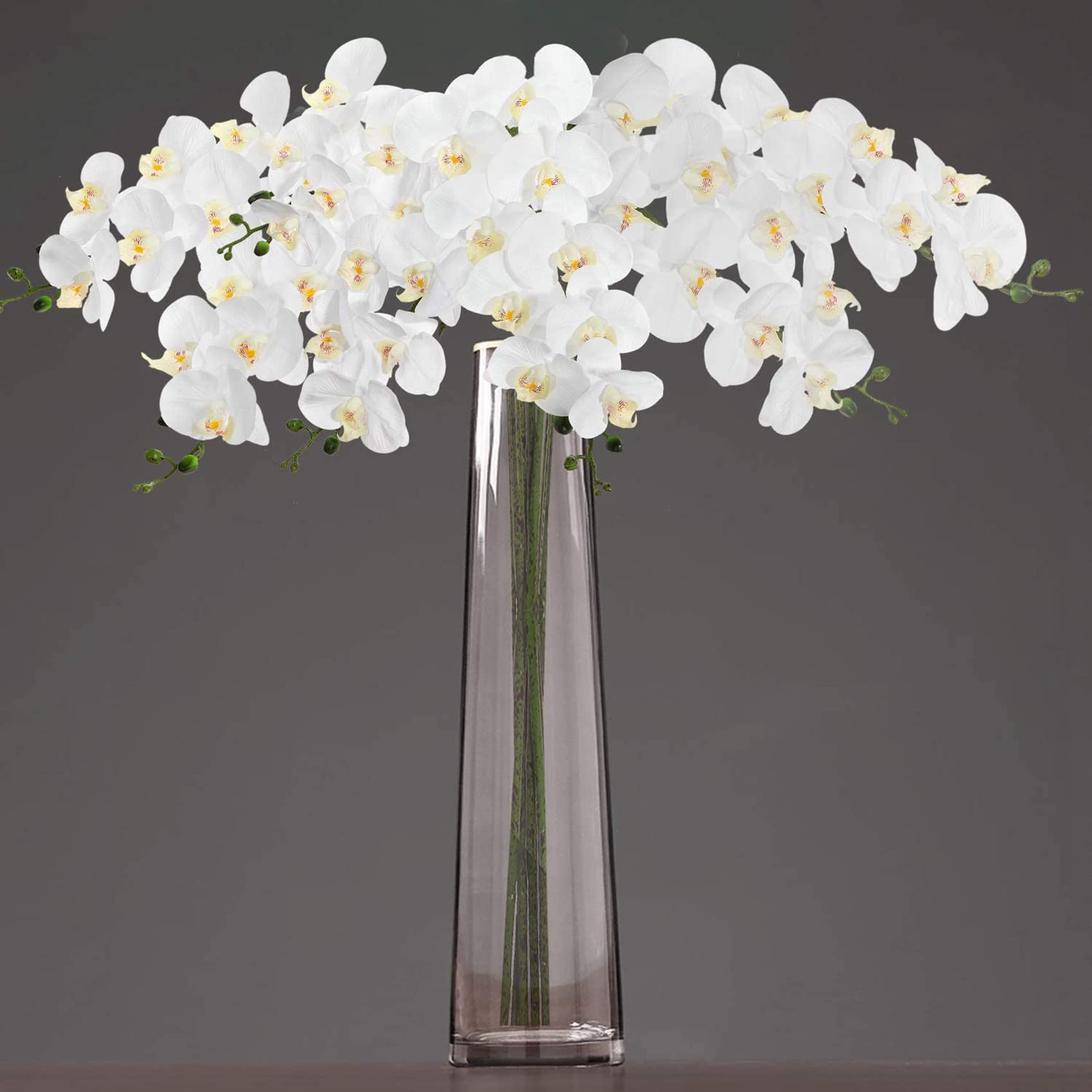 6Pcs 38 Künstliche Echte Orchideen Blumen 9Heads Latex Phalaenopsis Stiele für DIY Hochzeit Mittelstücke, Küche