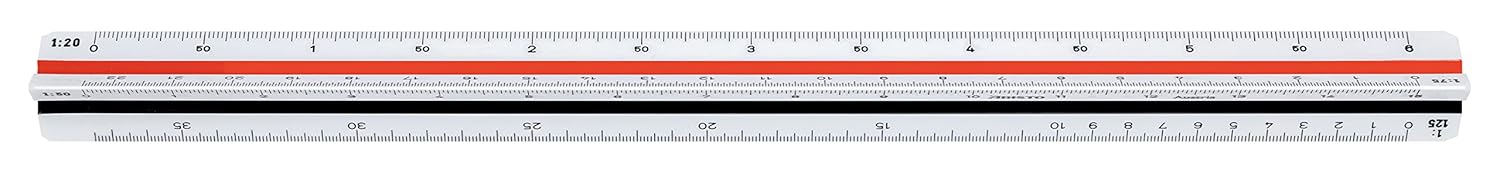 Aristo Triangular Scale (Reduction 1:20, 25, 50, 75, 100, 125, Plastic, 30 cm Long) for Architects - A