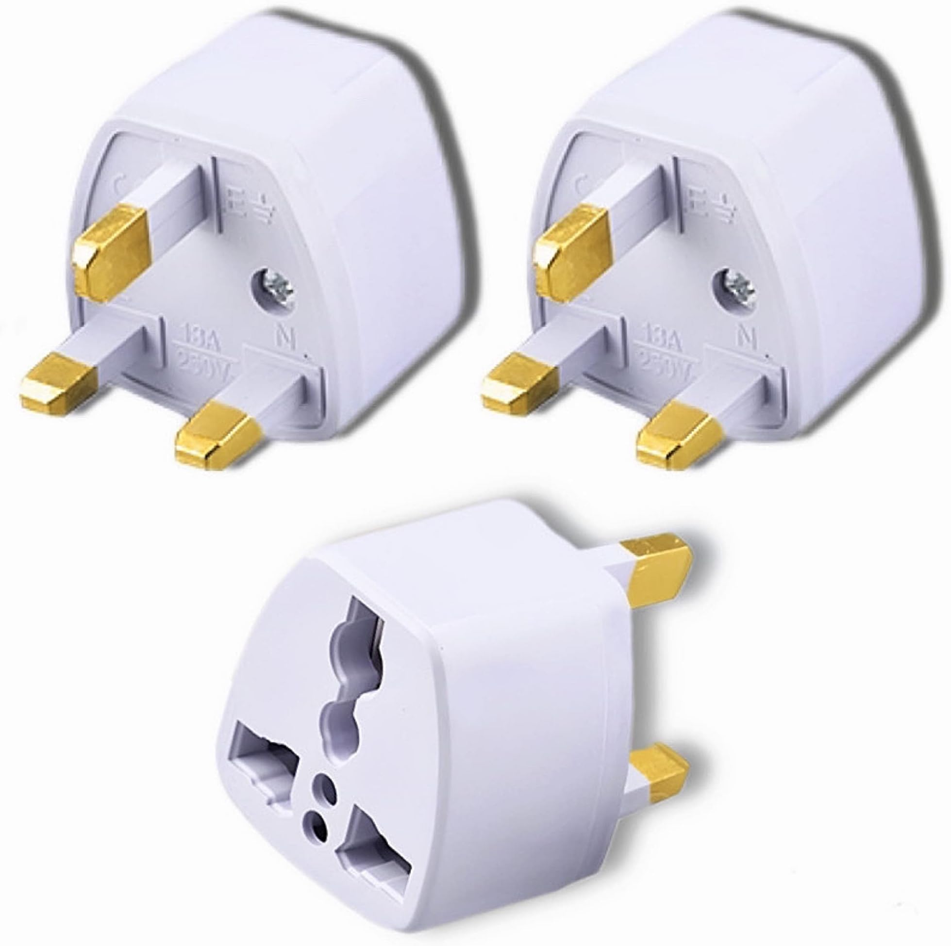 Type-G Plug Adapter UK Converter - (3pcs) India to UK Plug Adaptor for Hong Kong, UAE, Dubai, Singapore England Universal Travel Adapter Power Plug