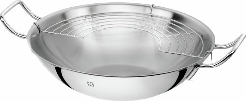 Foto von ZWILLING Plus Wokpfanne, 32 cm, Edelstahl, mit Glasdeckel und Edelstahlgitter, Backofen und Induktionsgeeignet, Silber