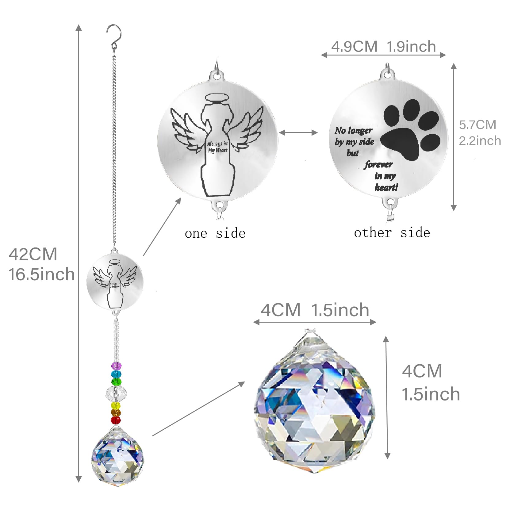 Dog Memorial Gifts for Loss of Dog Pet Paw Print Sympathy Gifts Crystal Window Suncatcher,Bereavement Gift Sun Catcher,Dog Remembrance Gift Rainbow Maker,Pet Passing Away Loss Gifts (C) - Image 3