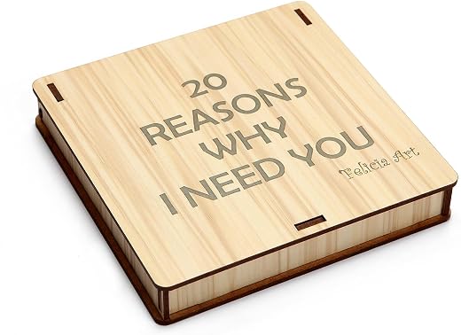 FELICIA ART 20 Reasons Why I Need You (why I Love You) Wood Box with 20 Hearts Pills with Love Message Gift Box For Annive