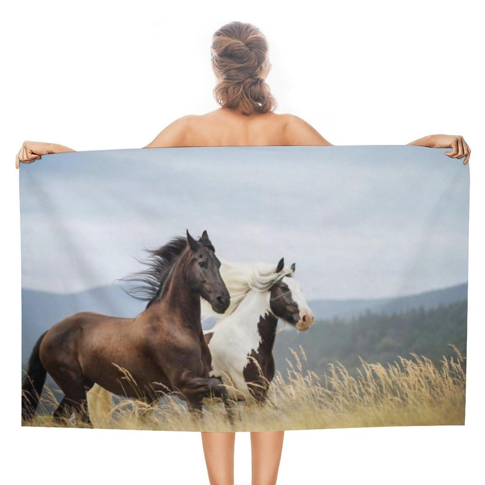 LEDFCVSU Beach Towel, Horse Bath Towel, Absorbent Towel for Swimming, Sports, Travel