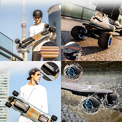 Teamgee H20T Electric Skateboard With Rubber Wheels, 1200W Dual Motors, 10Miles Range, 26Mph Top Speed, 4 Speed Adjustment Longboards (Used) #TOP4