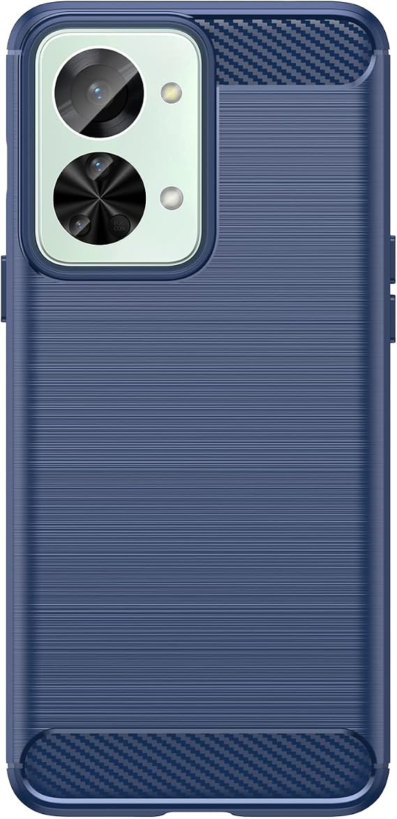 Asuwish Phone Case for OnePlus Nord 2T 5G with Tempered Glass Screen Protector Cover and Cell Accessories Soft TPU Silicone One Plus On 1 Plus 1plus One+ 1+ Nord2T G5 Women Men Carbon Fiber Navy Blue