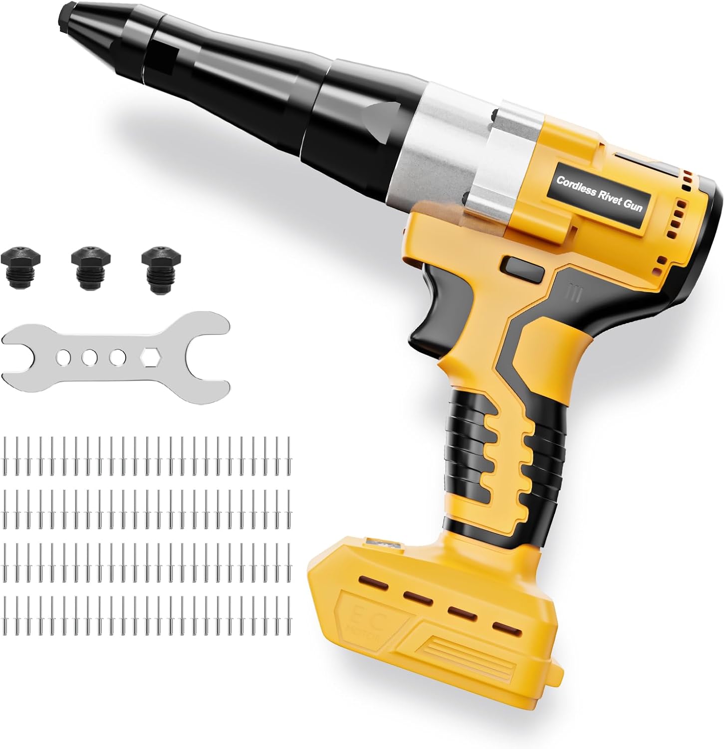 Electric Rivet Gun Compatible with 20V MAX Battery (Tool Only), Brushless Automatic Cordless Rivet Gun, 2248 lbf Pull Force, Quick-Change Nozzle for 1/8" 5/32" 3/16" Pop