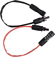 Solar Panel Flat Photovoltaic Extension Cable 42cm Ultra-Flat Design 1500V Silver-Plated Copper PVC Material Black Red Pair for Solar Power Connection Flexible Installation