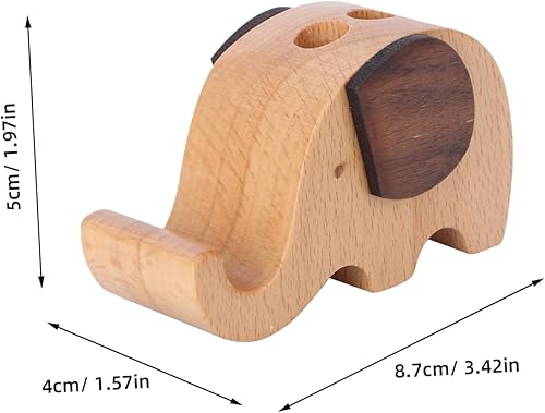Miniatura 2 de STOBOK Lindos accesorios de escritorio de oficina Soporte de teléfono celular Animal Elefante Decoración Woodsy Animales de madera Soporte para
