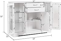 Vista 3 de Giantex - Aparador para servidor de buffet, armario de almacenamiento con 2 cajones, 3 gabinetes y puertas de cristal para cocina, comedor, mueble