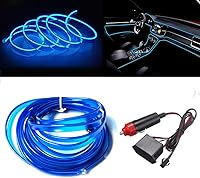 Vista 1 de MaxLax Tira de Iluminación LED de Neón Azul para Interior de Auto - 9.84 Pies de Cable EL de 12V Flexible con Protección de Fusible Integrada