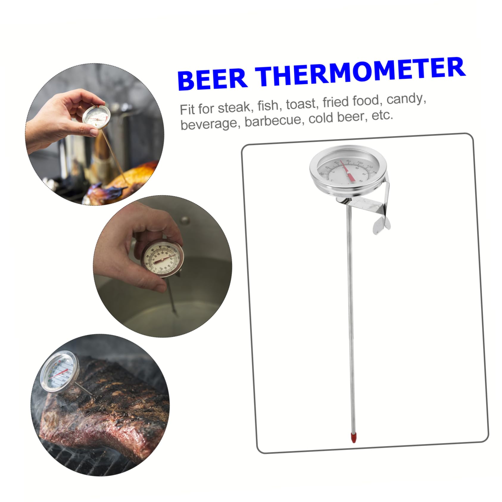 Termómetro Profesional Inoxidable para Cocina y Barbacoa de Temperatura con Abrazadera y Diseño Compacto Lectura Clara y de Limpiar
