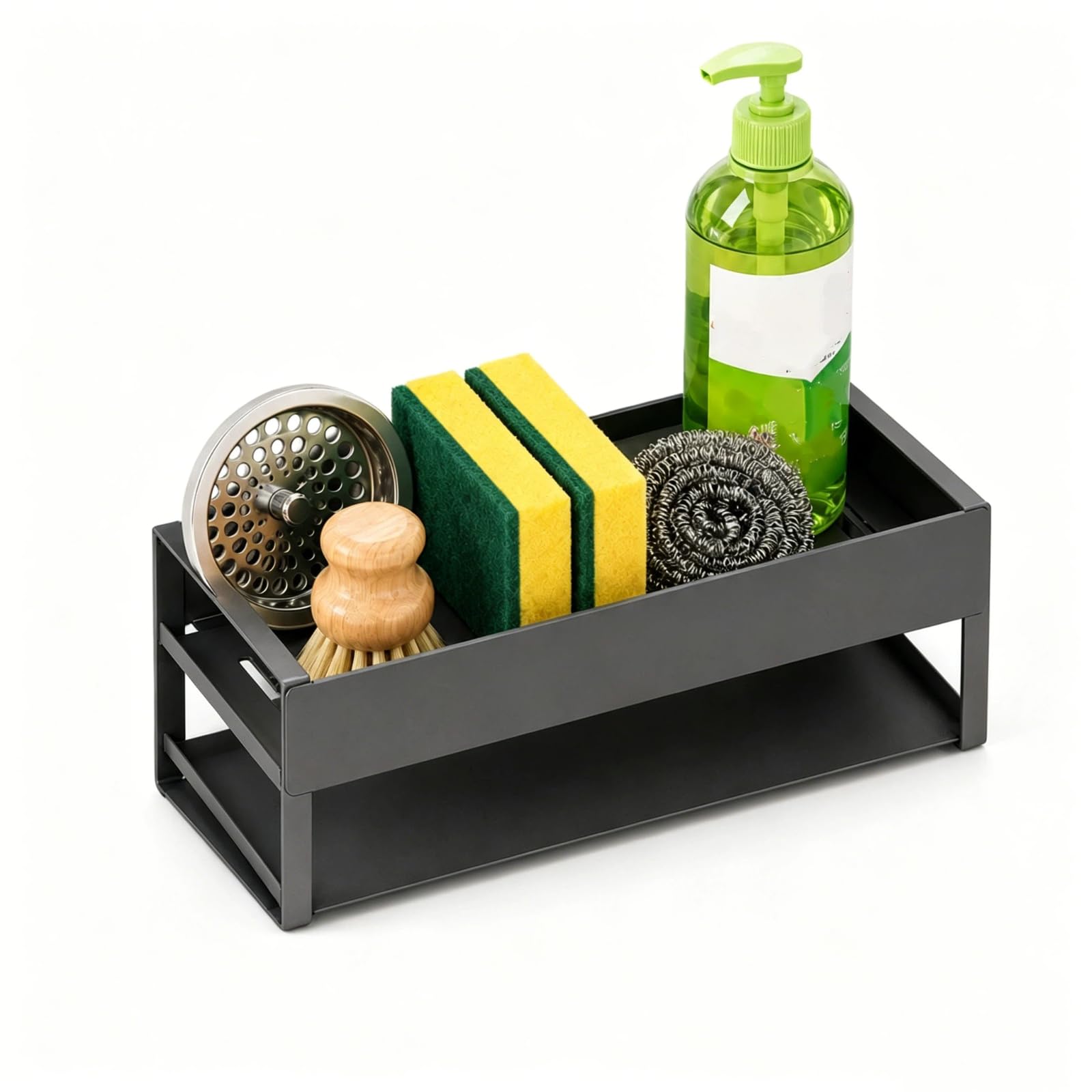 Hzhzzaoou Carbon Steel Sink Caddy, Sponge & Cloth Holder for Kitchen