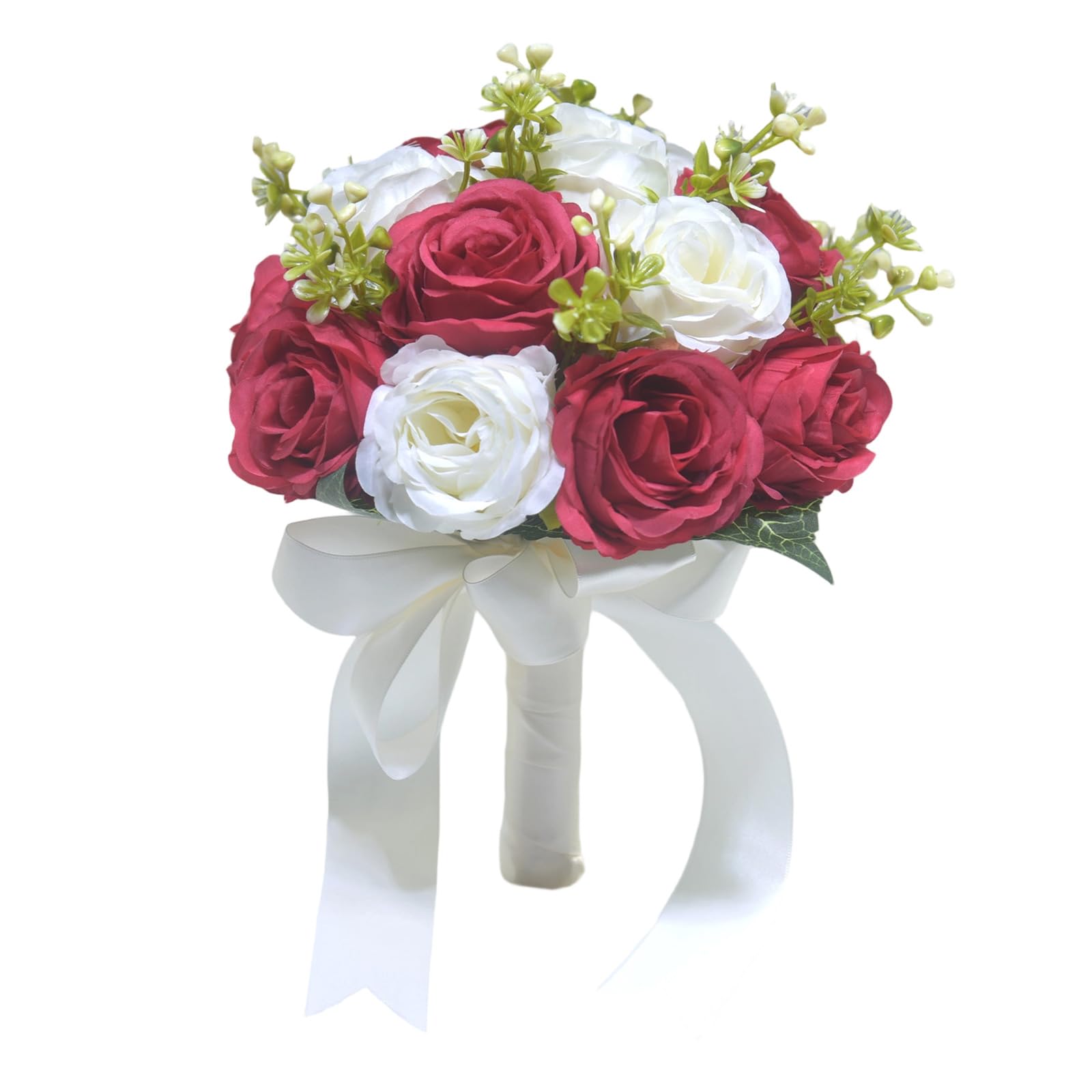 Kaeltsyn Realistic Rose Bouquet White Blue Artificial Rose Bridal Arrangement for Wedding Ceremony Maid Keepsakes White Blue Wedding Bouquet
