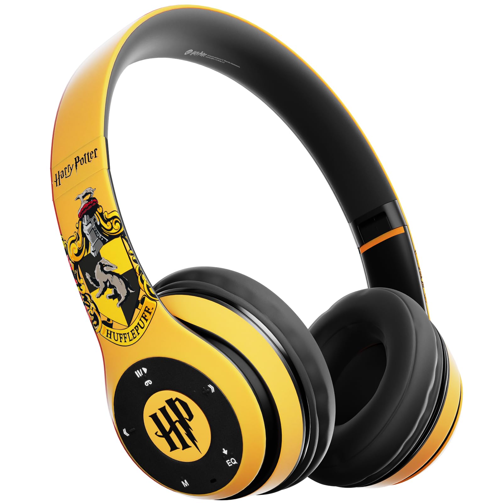 Harry Potter Hufflepuff Bluetooth Headphones with Built in Mic | Officially Licensed Wireless Headphones, Foldable Headset | Harry Potter Gifts for