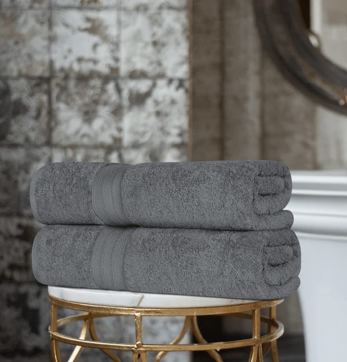 2 x Luxus-Badetücher (100 x 150 cm, 800 g/m²), 100 % ägyptische Baumwolle, Super Jumbo-Badetuch (Anthrazit)