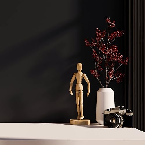 Miniatura 3 de CRE8TIVE Papel tapiz negro para despegar y pegar, moderno, 12 x 80 pulgadas de grosor, papel adhesivo negro mate para gabinetes, impermeable,