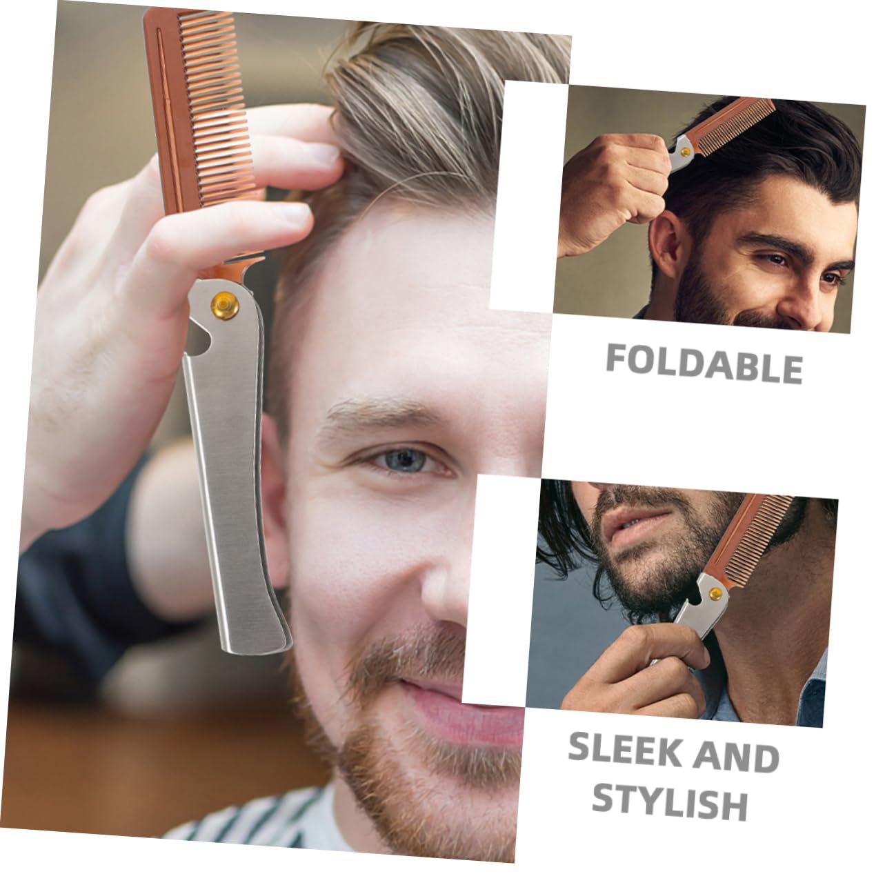 2pcs Folding Mustache Comb Combs for Men Portable Beard Brush Kit Multifunctional Fine Tooth Travel Stylish Grooming Tool