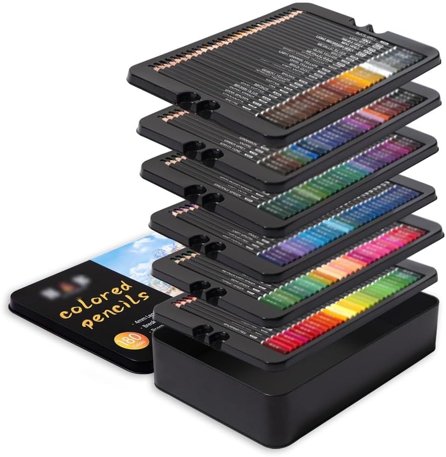 180 Colours Oil Based Coloured Pencils Iron Box Set Art Painting Drawing Supplies Graffiti