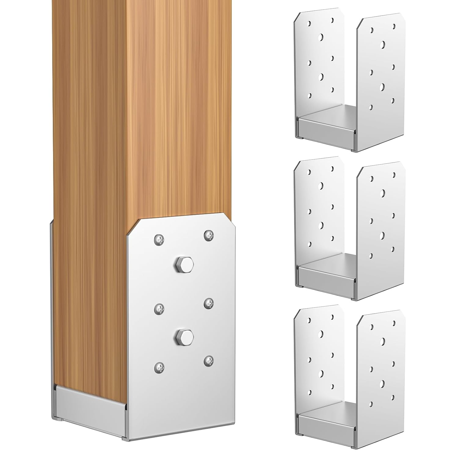 SPACEEUP 6x6 Post Base 2 Pcs, Inner Size 5.6"x5.6" Deck Post Base, Stainless Steel Post Anchor Fit Wood Post Brackets for Decking Porch Railing Support