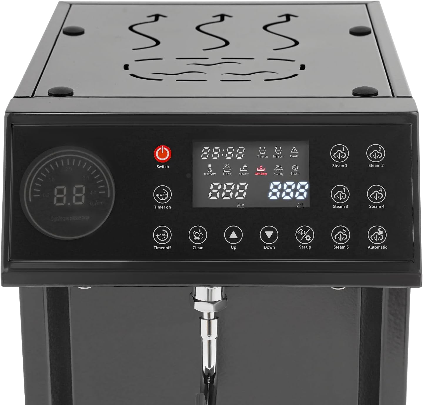 Commercial Milk Frother, 8L Automatic Milk Foam Machine Electric Steam Milk Frothing Machine Coffee Milk Foam Machine Steamer with LED Display for Tea Coffee Shop Black