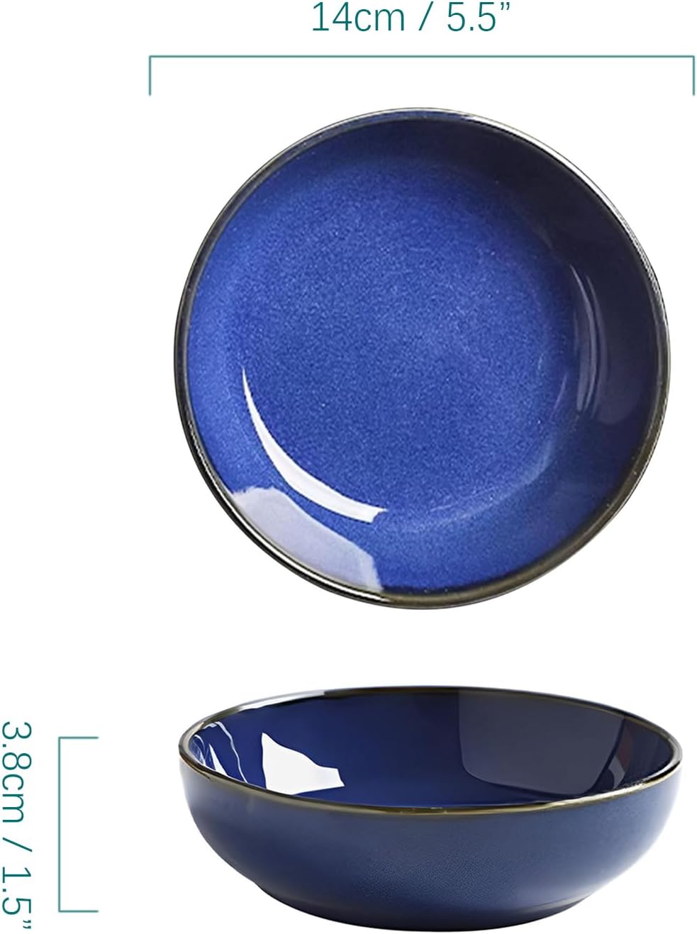 Soy Sauce Dish, Dipping Sauce Bowls, Side Dishes Bowl Set, Small Dipping Bowls, Ceramic Pinch Bowls (4 Packs,14cm)