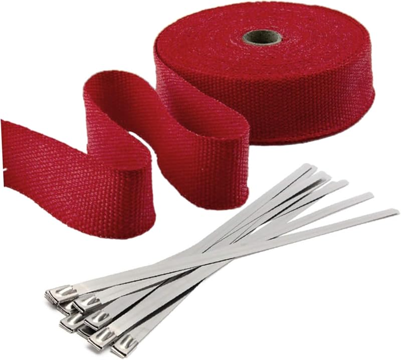 Stark Thermal Wrap 2" Wide x 50' Long - Fiberglass Heat Shield Exhaust Manifold/Header Wrap - Red