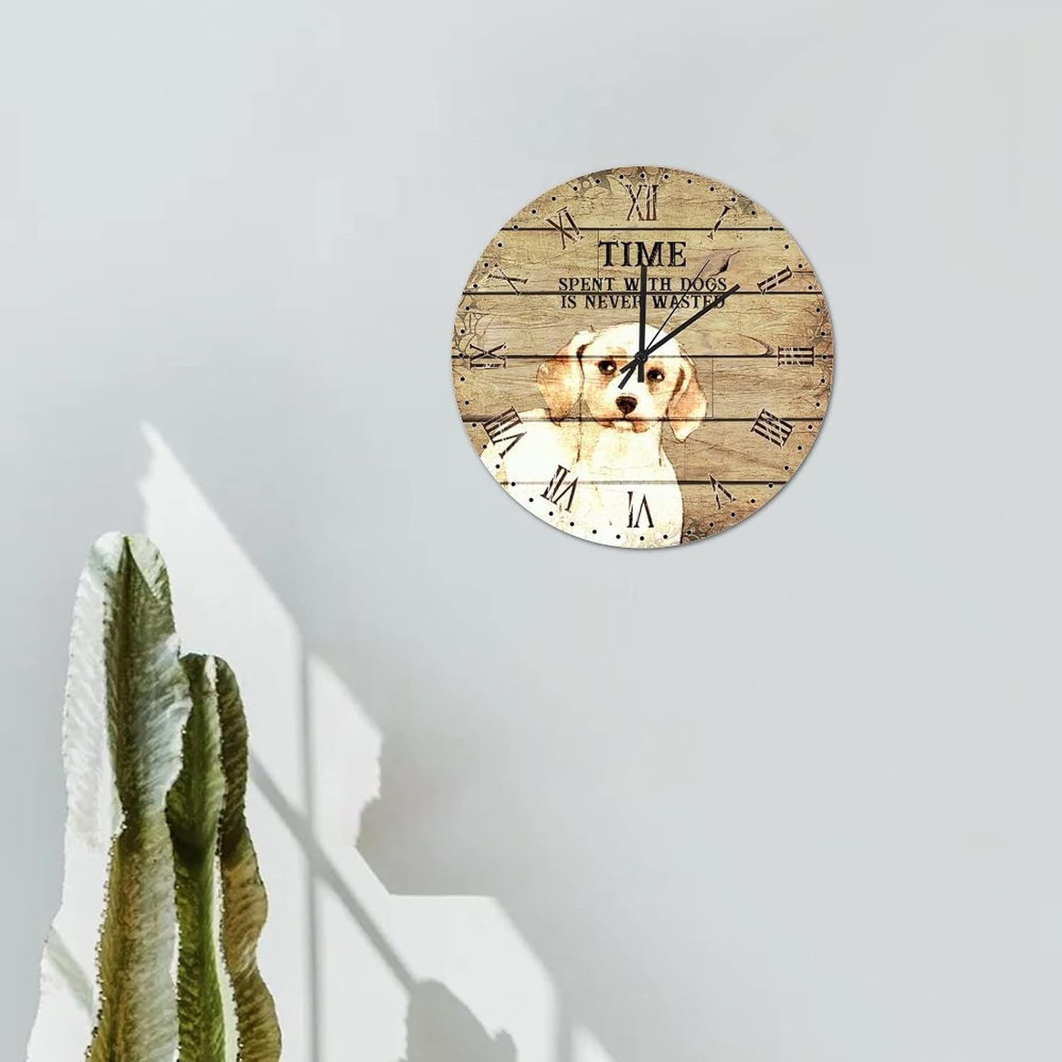 10in Hanging Clock Labrador Retriever Dog Owner Wooden Wall Clock Funny Dog Sayings Coastal Style Whisper Quiet Battery Operated Animal Novelty Popular Wall Decor for Home Living Room Condo Balcony image 2