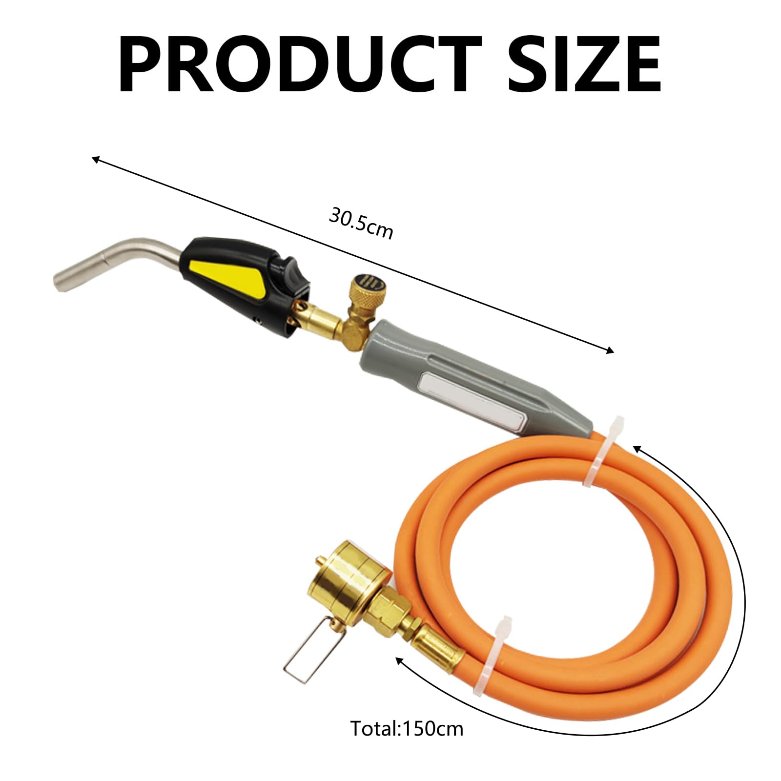 Torcia a Gas, Torcia di Saldatura per Cilindro di Propano con Tubo da 1,5 m e Valvola di Fiamma Regolabile Saldatura Idraulica Interfaccia CGA600 per Saldatura, Accensione, Barbecue