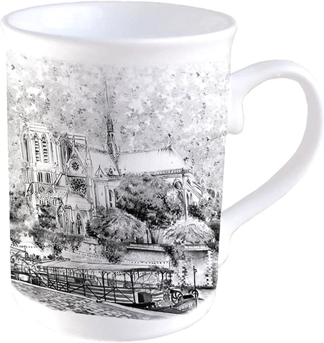 Souvenirs of France - Claudie Franel Notre Dame Fine China Mug - Grey