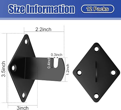 12 Pcs Gridwall Mount Brackets with Screws Gridwall Brackets for Grid Panels Clothing Store Cloakroom Retail Display Wall Organization (12)
