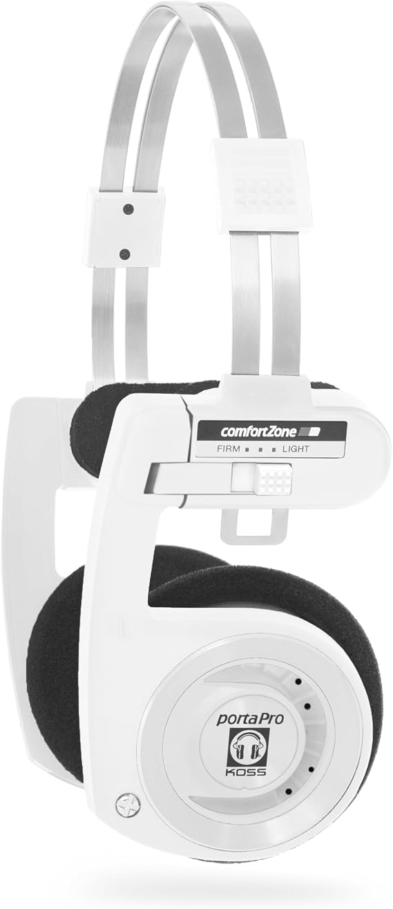 Koss Porta Pro Wireless 2.0 Bluetooth Retro Style On-Ear Headphones, 20+ Hour Battery, USB-C Charging, Microphone, Analog Audio Pass Through, Arctic White