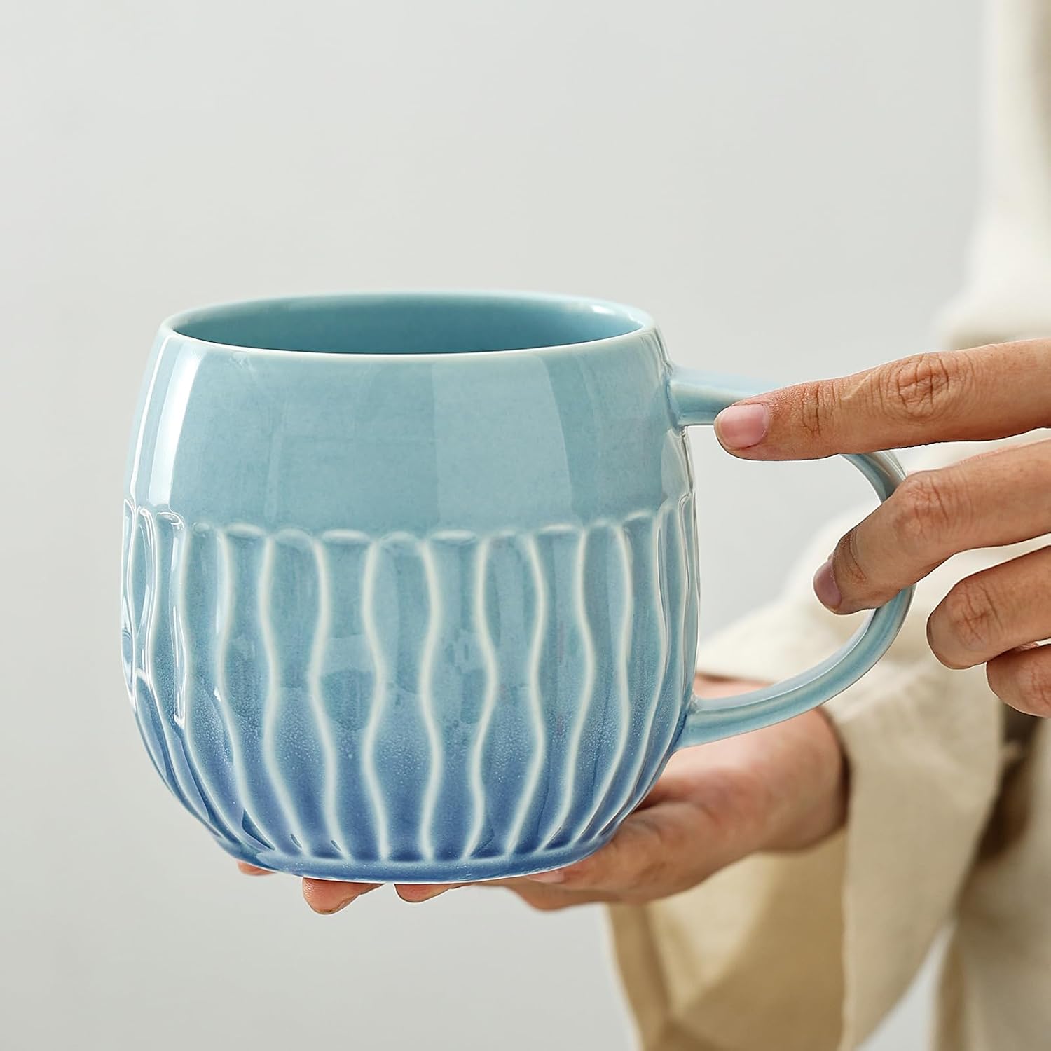 Large Ceramic Coffee Mug - 20oz Big Tea Cup, Red