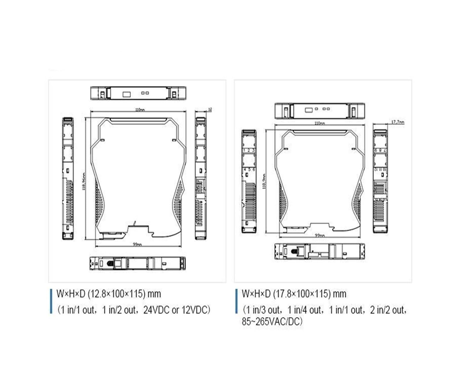 1 pz. Collettore di Segnale a 4 canali 0-20mA 0-10V DC Isolatore di Segnale analogico(2 in 2 out)