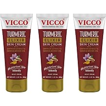 Vicco Turmeric Elixir Skin Cream with Saffron Extract & Sandalwood Oil, Premium Ayurveda-Inspired Night Cream, Smooth & Nourishing Feel for Overnight Care, 2.82 oz 3 Pack