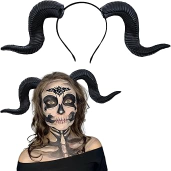 Demon Goat Horns Headband for Adult Halloween Cosplay Party Costume Accessories Headpiece