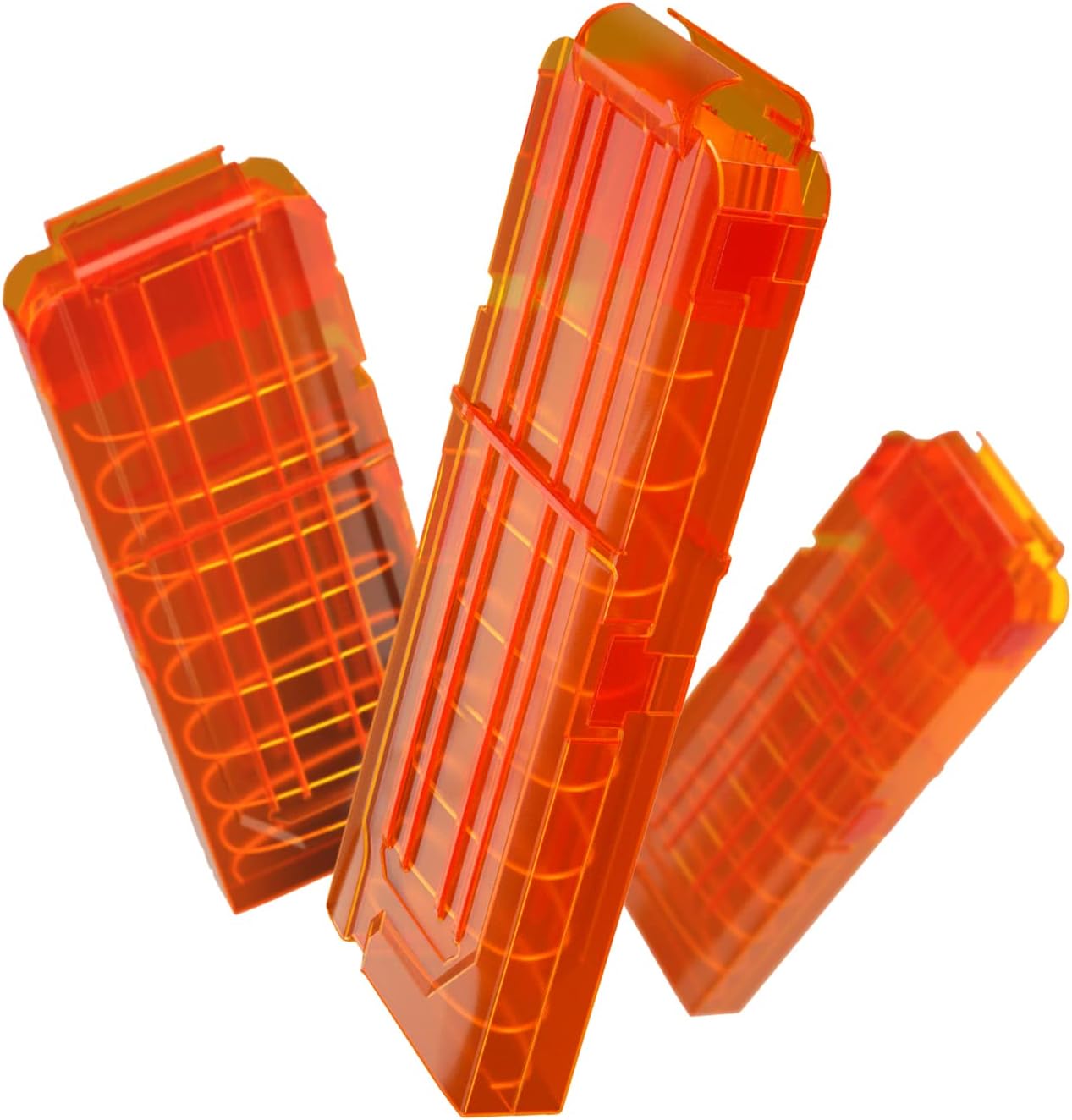 EKIND 12-Dart Clips Compatible with Nerf Elite Magazines - Quick Reload Soft Dart Ammo Clip for Nerf Toy Guns (3-Pack, Transparent Orange)