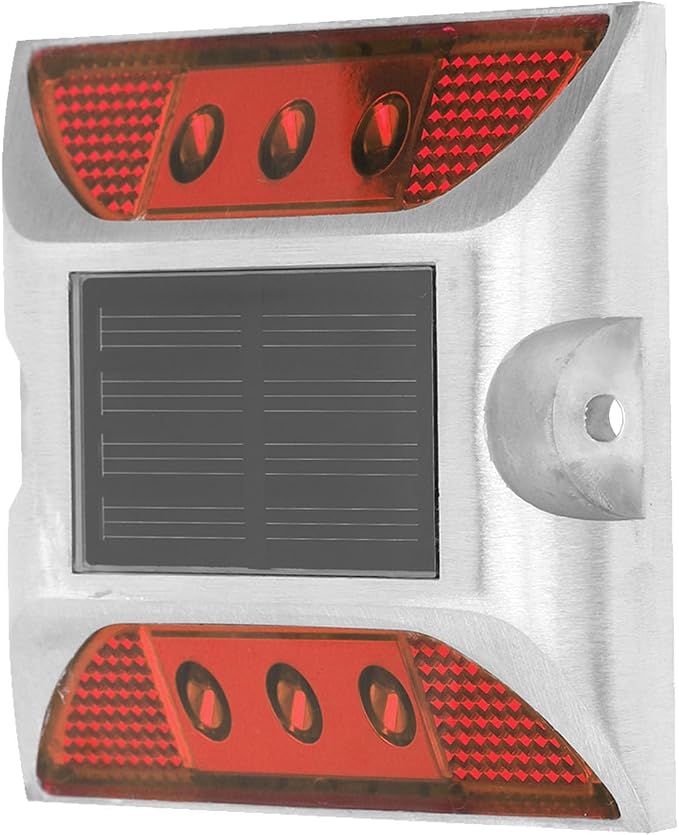 Luz LED solar para piso roja 4.1x4.1 pulg aluminio miniatura 2