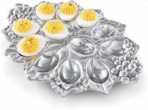 Arthur Court Grape Deviled Egg Holder Tray - Premium Aluminum Serveware for Elegant Dining - 12.5 x 9 inches