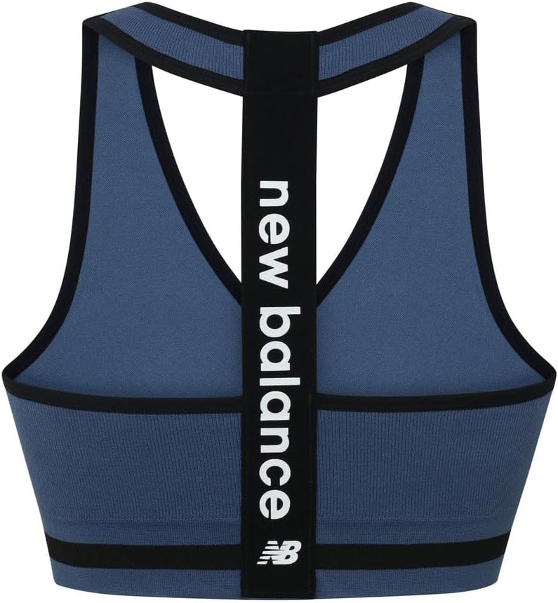 New Balance Seamless Wirefree V-Neck, T-Back Racer Sports Bra with Allover Texture - Image 2