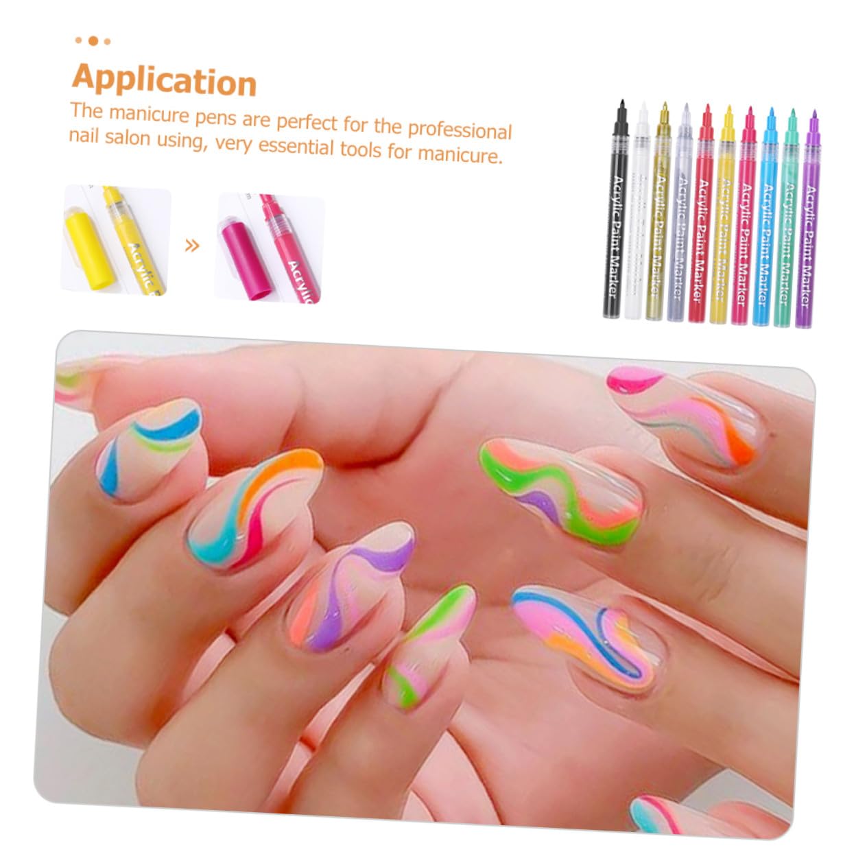 10Pcs Nail Painting Pens Manicure DIY Drawing Tools with Fine Tips for Professional Nail Art Design and Salon Use